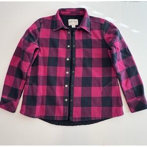 Orvis Classic Collection Pink & Navy Flannel Lined Shacket Jacket Women's Large